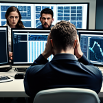 **Prompt:** A frustrated team surrounded by complicated software interfaces, with one person looking overwhelmed at a screen filled with data. The scene should emphasize the disconnect between technology and the human element in a business transformation. Style: Realistic, slightly desaturated colors.